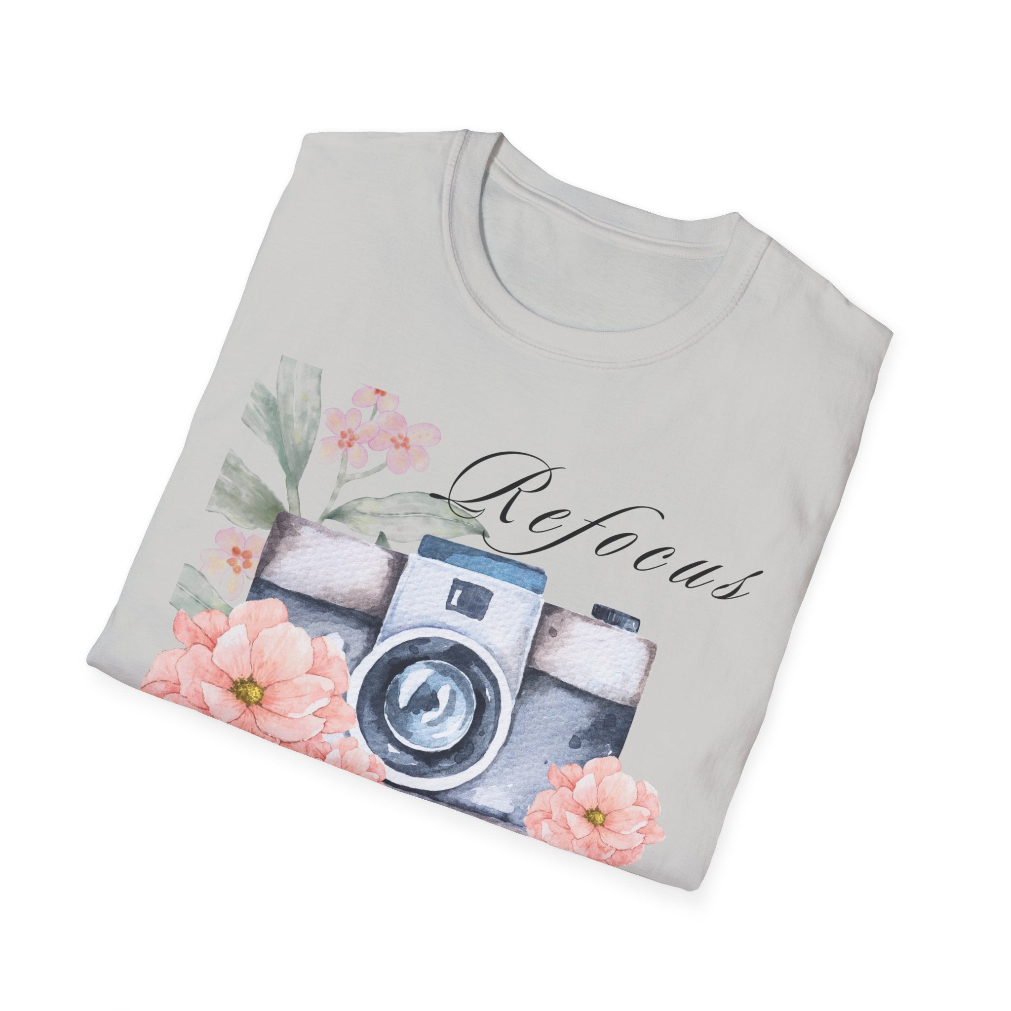 Refocus on What Matters | Floral Camera Tee | Mindfulness Shirt
