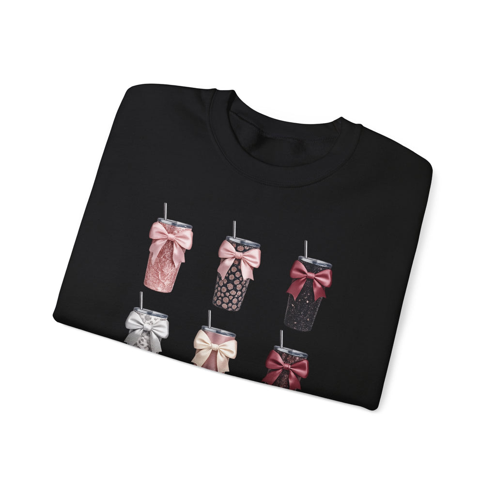 Coquette Bow Tumbler Sweatshirt | Girly Aesthetic Crewneck | Pink Leopard