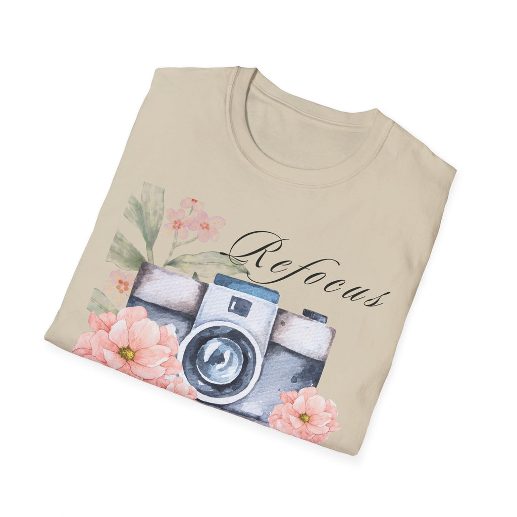 Refocus on What Matters | Floral Camera Tee | Mindfulness Shirt