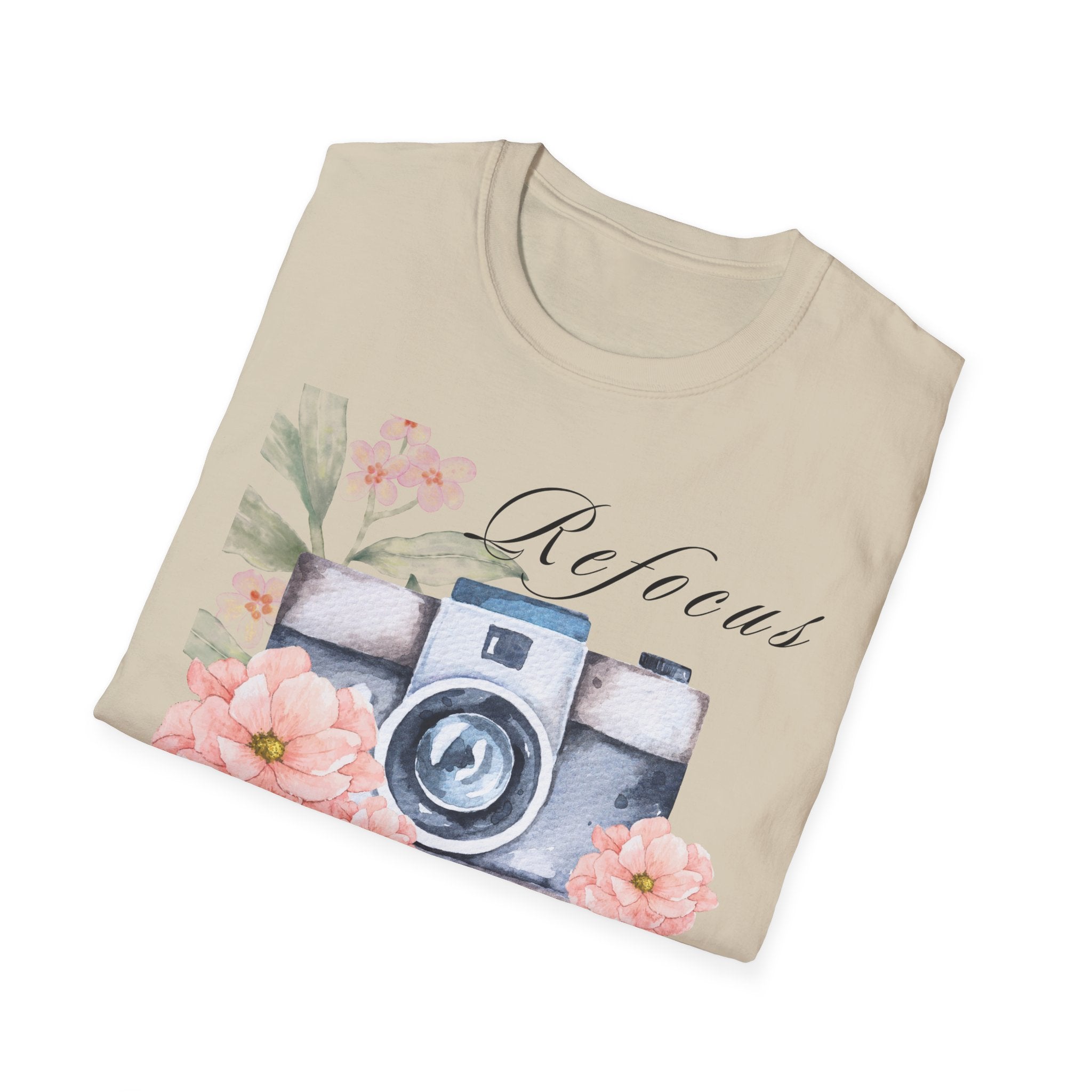 Refocus on What Matters | Floral Camera Tee | Mindfulness Shirt