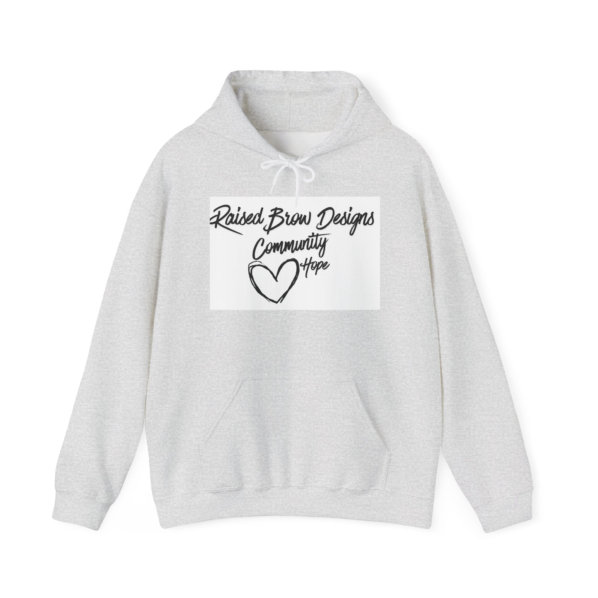 Raised Brow Designs Community Hope Hoodie | Giving Back  | Minimalist Graphic| Unisex Cozy Hoodie | Kindness Apparel Unisex Heavy Blend™