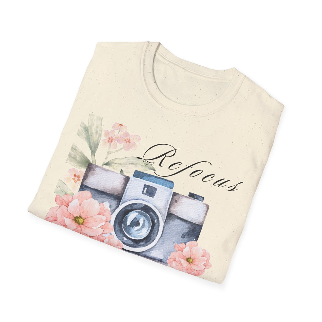 Refocus on What Matters | Floral Camera Tee | Mindfulness Shirt