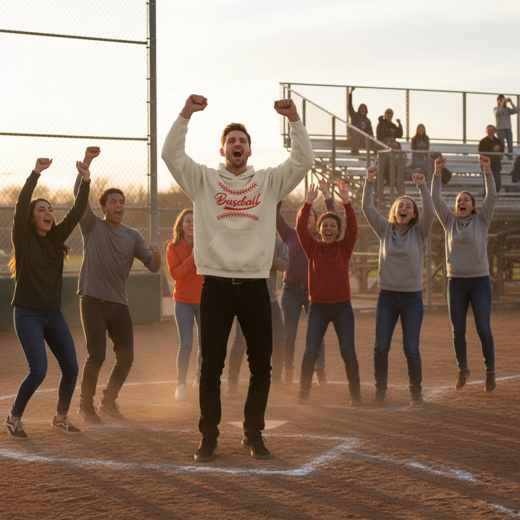Vintage Baseball Hoodie - Classic Script Design Game Day Sweatshirt
