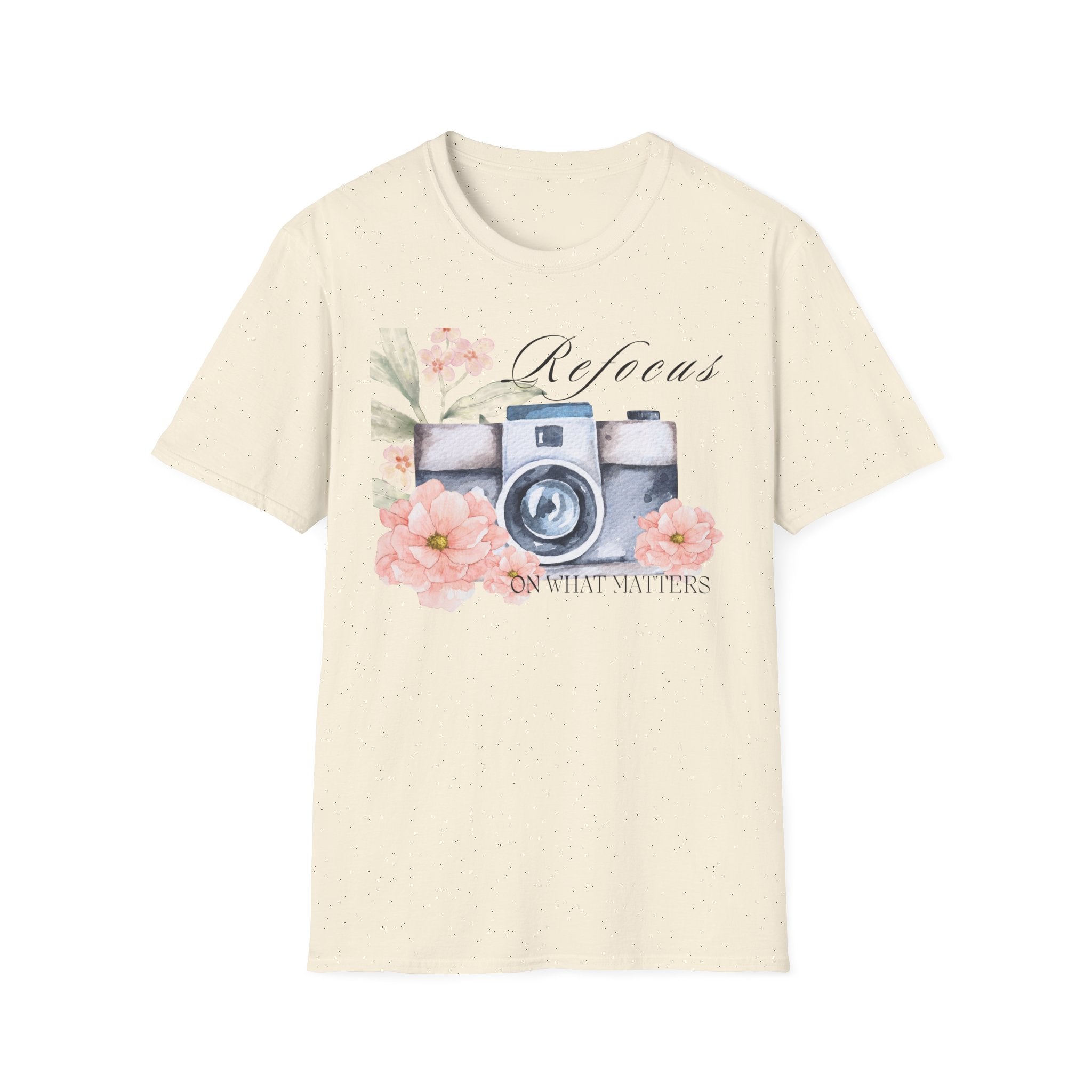 Refocus on What Matters | Floral Camera Tee | Mindfulness Shirt