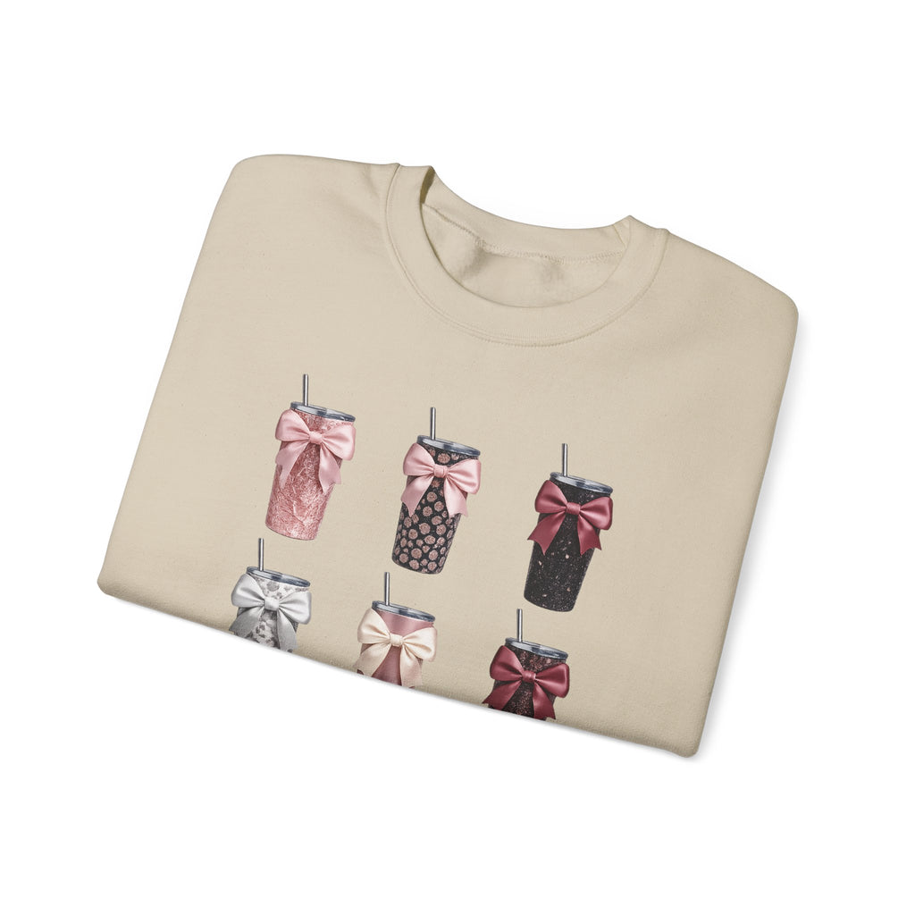Coquette Bow Tumbler Sweatshirt | Girly Aesthetic Crewneck | Pink Leopard