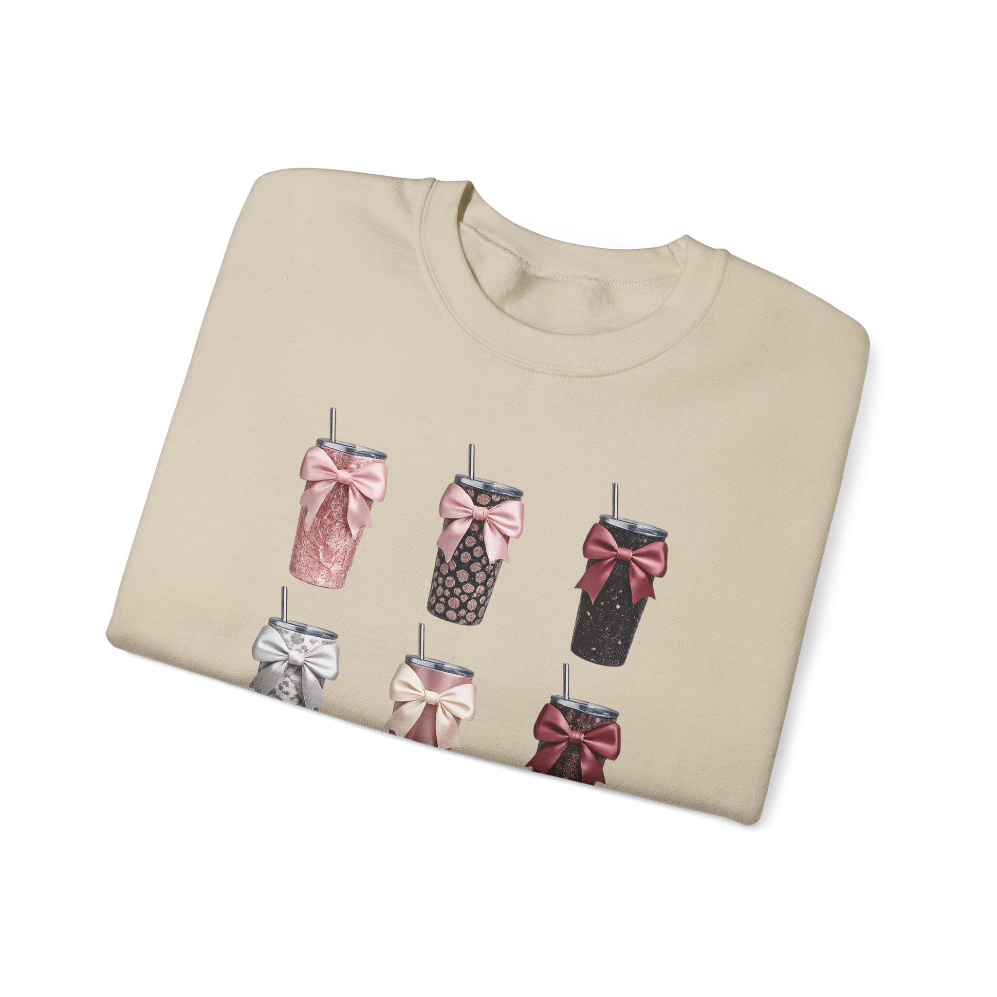 Coquette Bow Tumbler Sweatshirt | Girly Aesthetic Crewneck | Pink Leopard