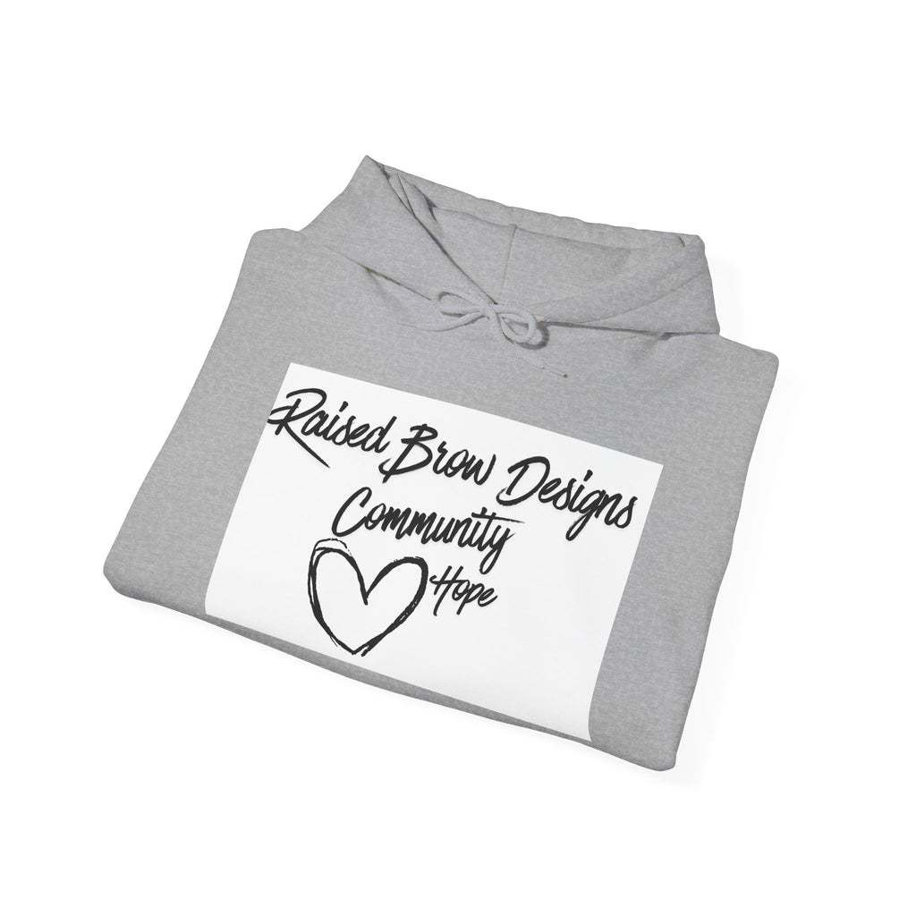 Raised Brow Designs Community Hope Hoodie | Giving Back  | Minimalist Graphic| Unisex Cozy Hoodie | Kindness Apparel Unisex Heavy Blend™