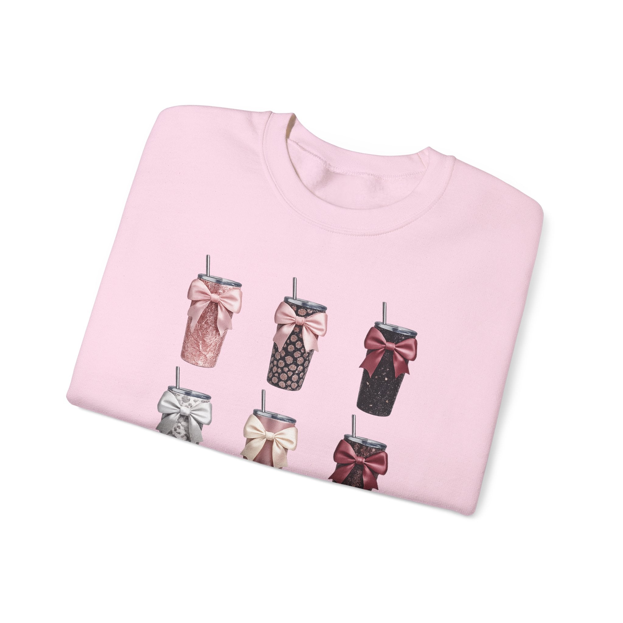 Coquette Bow Tumbler Sweatshirt | Girly Aesthetic Crewneck | Pink Leopard