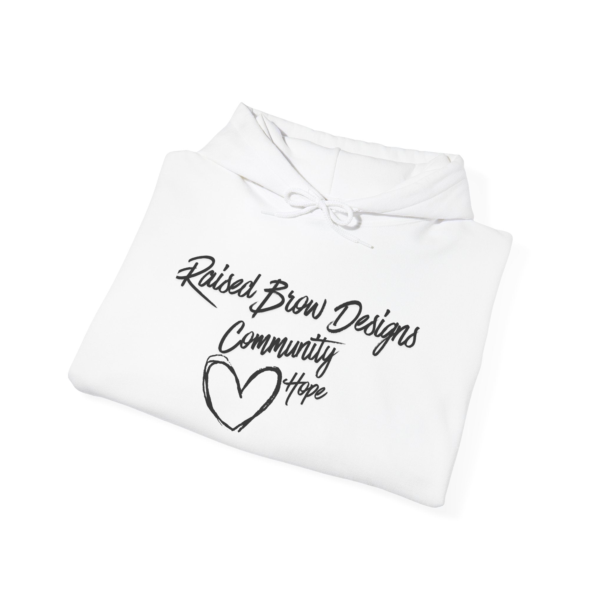 Raised Brow Designs Community Hope Hoodie | Giving Back  | Minimalist Graphic| Unisex Cozy Hoodie | Kindness Apparel Unisex Heavy Blend™