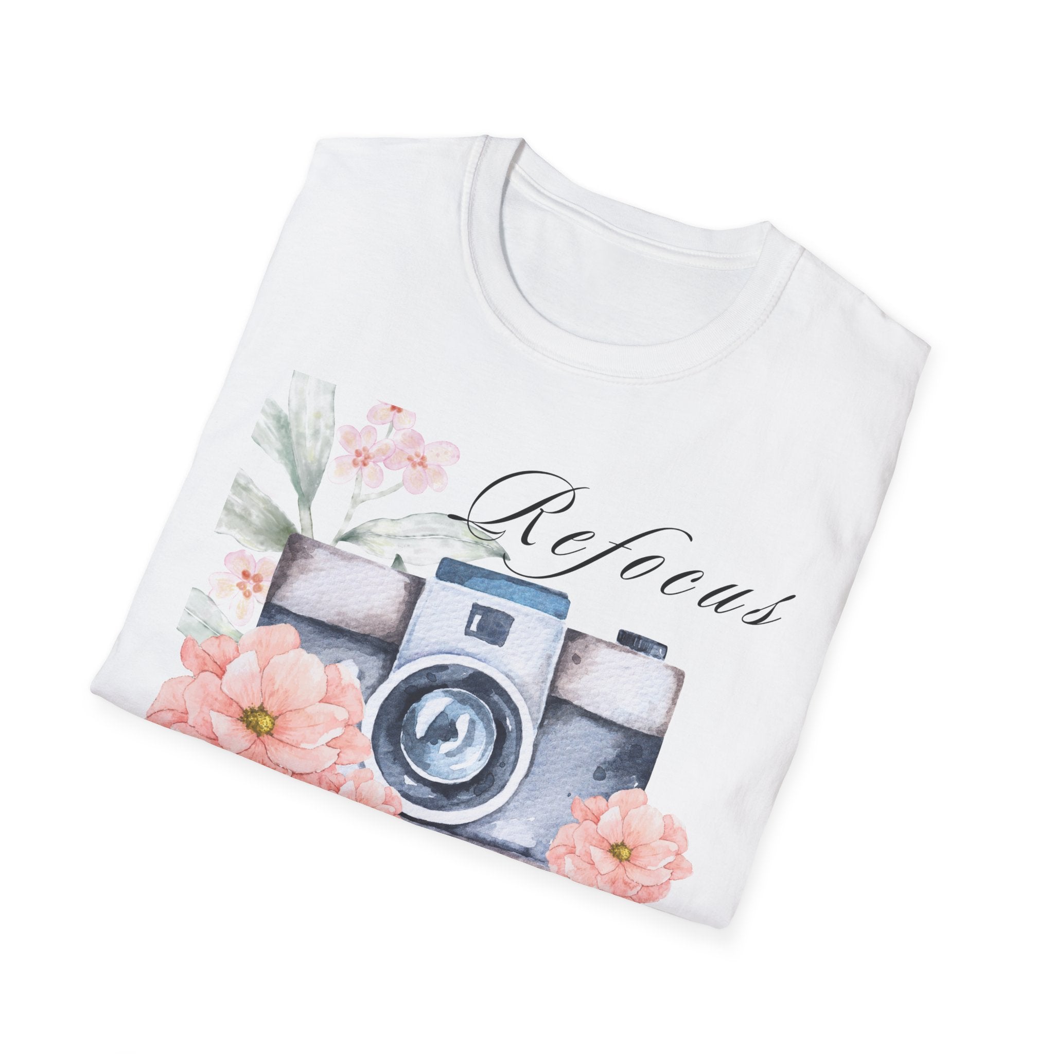 Refocus on What Matters | Floral Camera Tee | Mindfulness Shirt