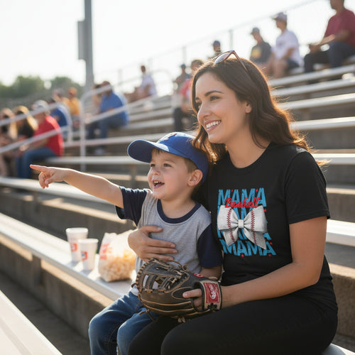 Baseball Mama Shirt - Cute Game Day Mom Tee with Baseball Bow