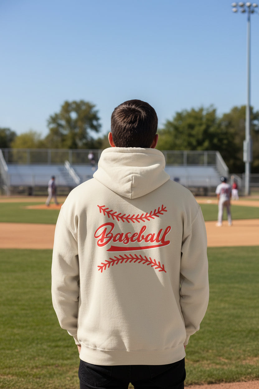 Vintage Baseball Hoodie - Classic Script Design Game Day Sweatshirt