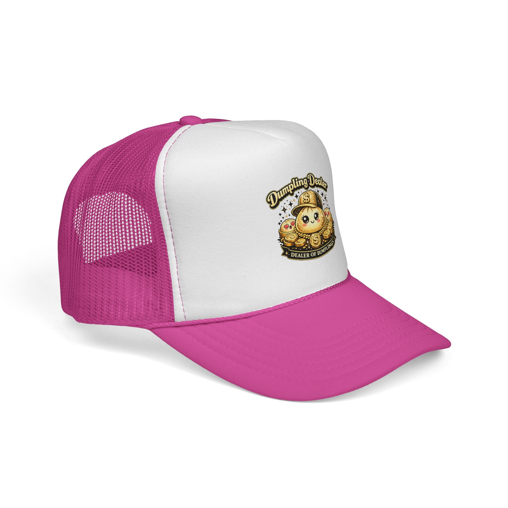Dumpling Dealer Trucker Hat, Golden Dumpling Graphic Snapback, Funny Foodie Streetwear Cap