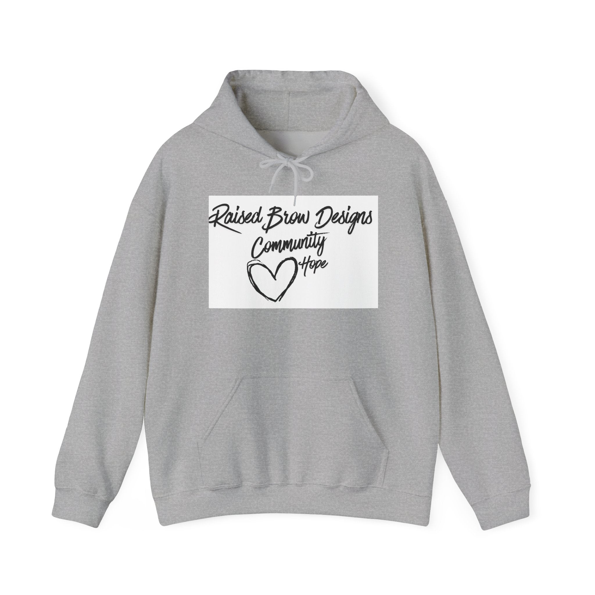 Raised Brow Designs Community Hope Hoodie | Giving Back  | Minimalist Graphic| Unisex Cozy Hoodie | Kindness Apparel Unisex Heavy Blend™