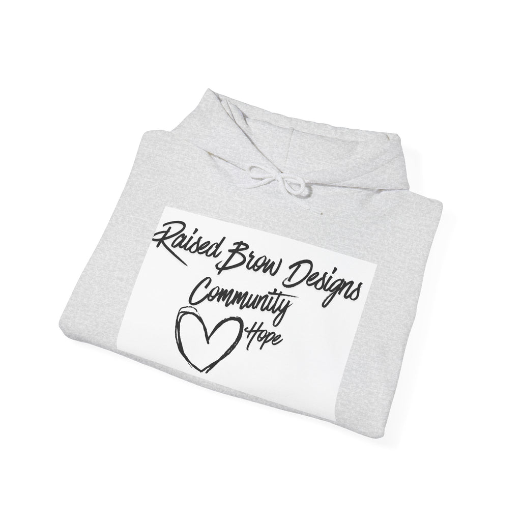 Raised Brow Designs Community Hope Hoodie | Giving Back  | Minimalist Graphic| Unisex Cozy Hoodie | Kindness Apparel Unisex Heavy Blend™