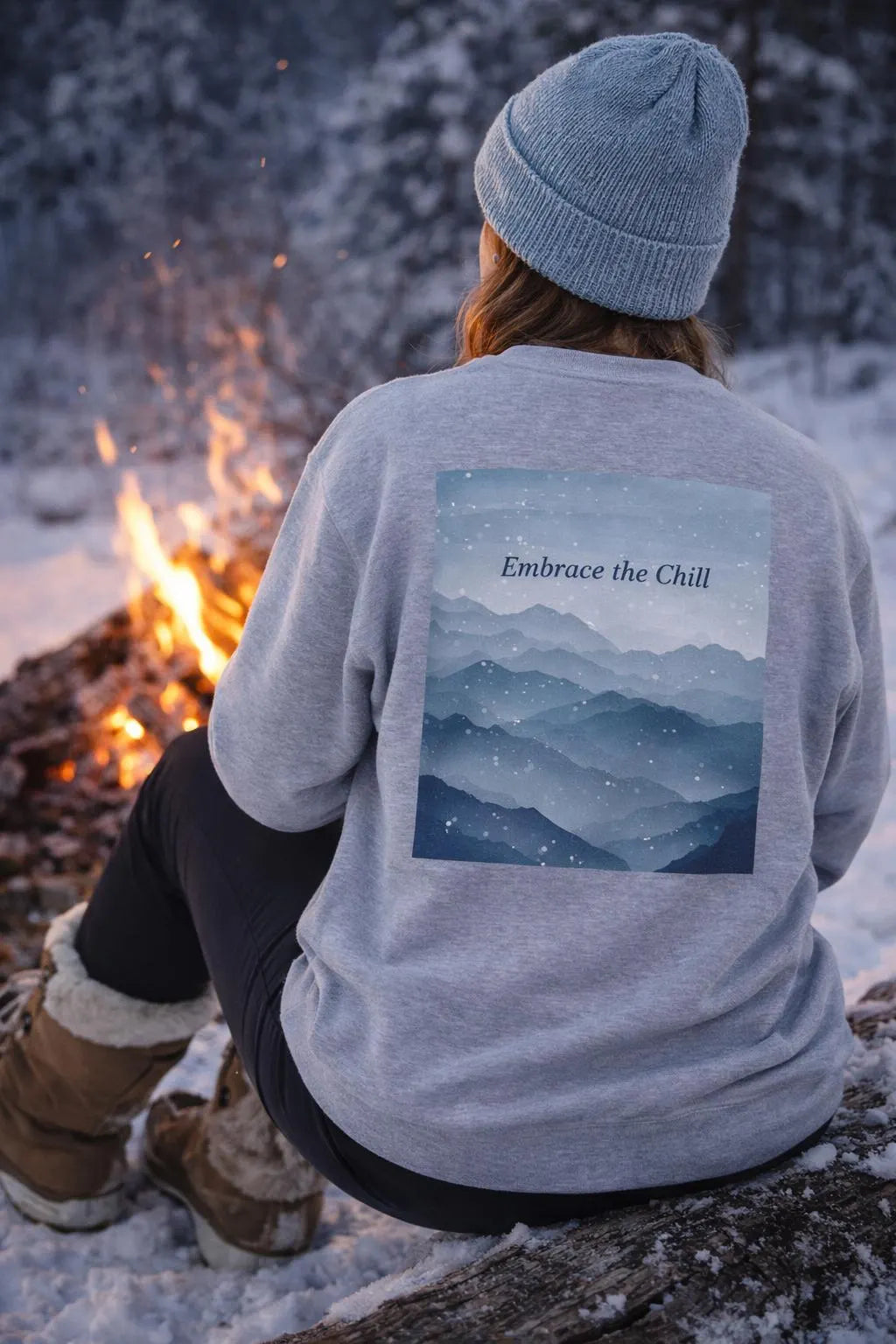 Embrace the Chill | Mountain Sweatshirt | Cozy Winter Crewneck