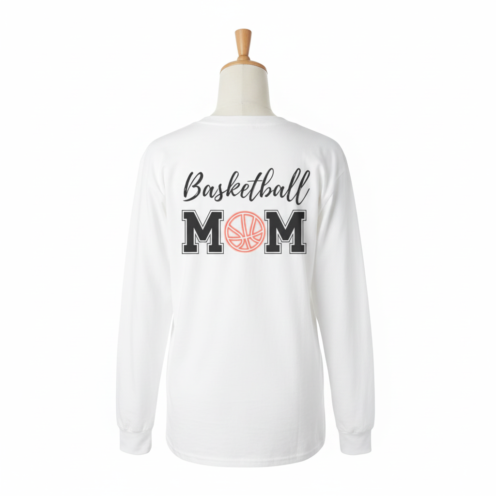 Basketball Mom long sleeve shirt back view mockup