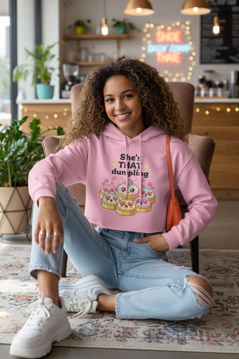 She's THAT Dumpling Cropped Hoodie | Glitter Dumpling Trend | Viral TikTok Sweatshirt